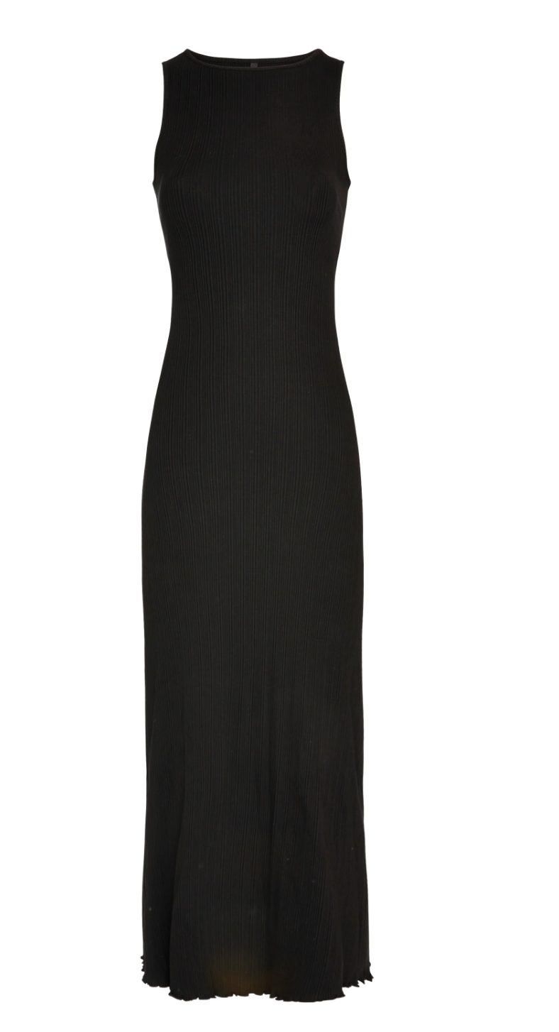 Mother of Pearl - Daria Black Ribbed Tie Dress - Image 6