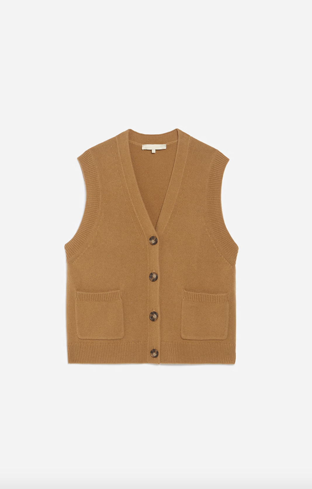 Dashley Sleeveless Camel Cardigan