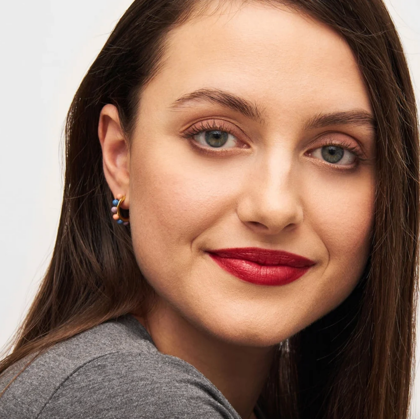 Enamel Flower Hoop Earrings