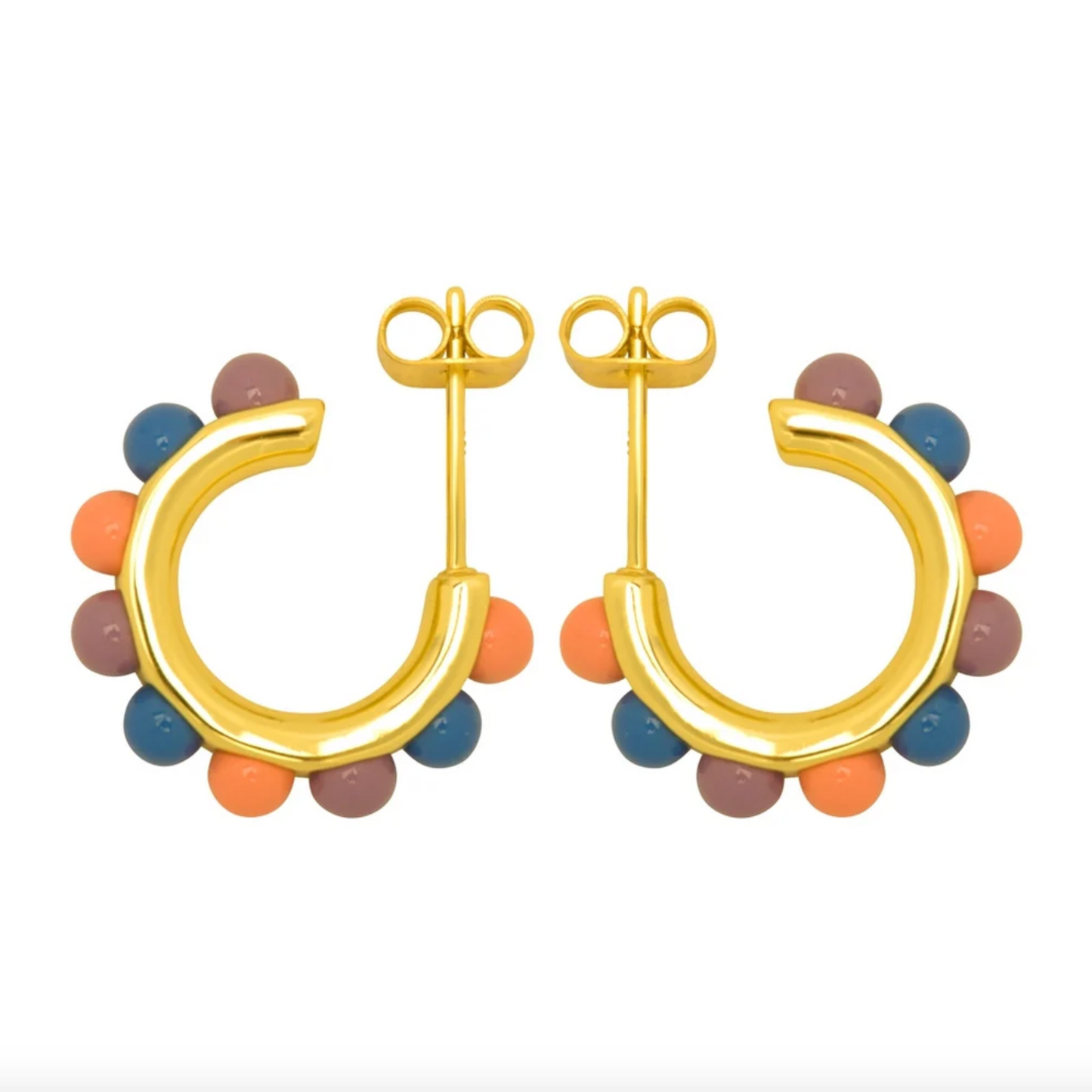 Enamel Flower Hoop Earrings