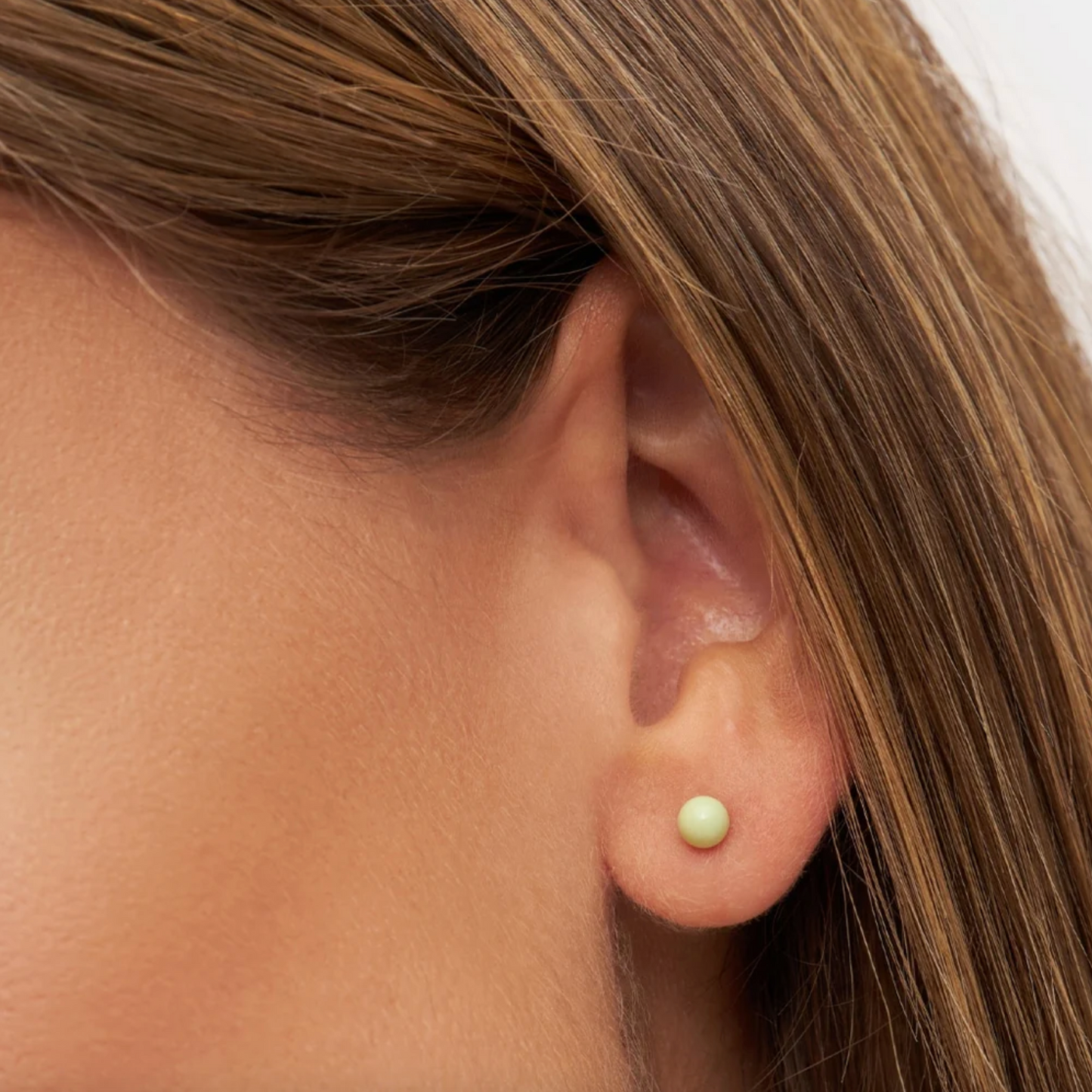 Medium Light Green Enamel Single Stud Earring