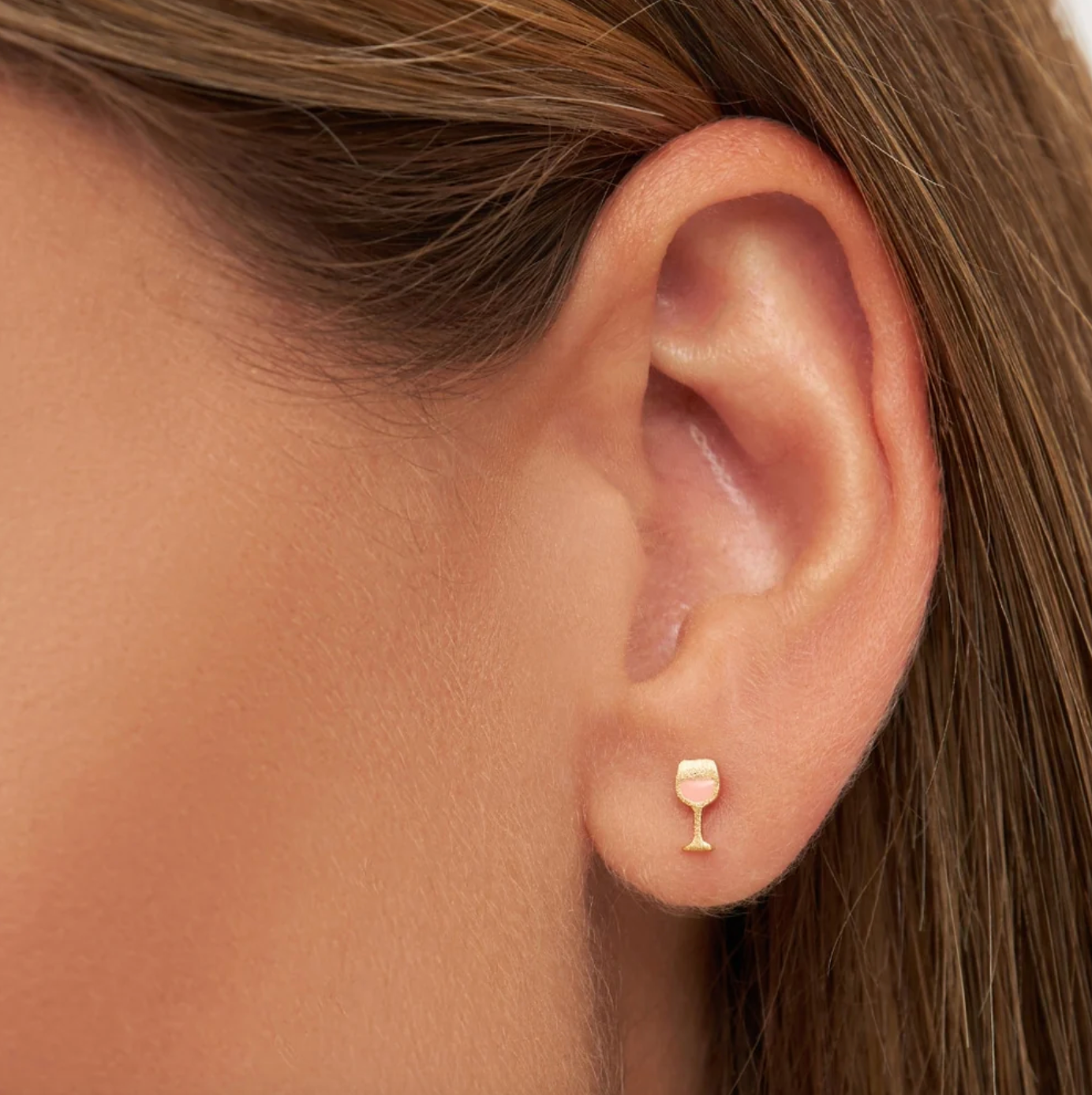 Rosé & Circle Single Stud Earring