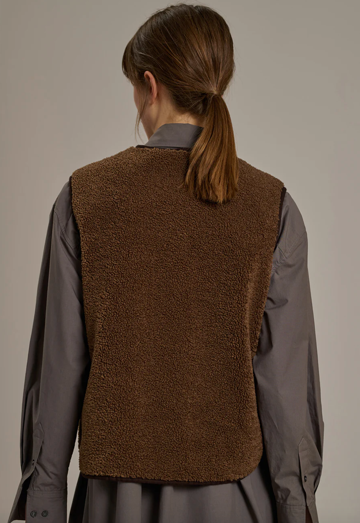 Fusil Marron Faux-Shearling Gilet