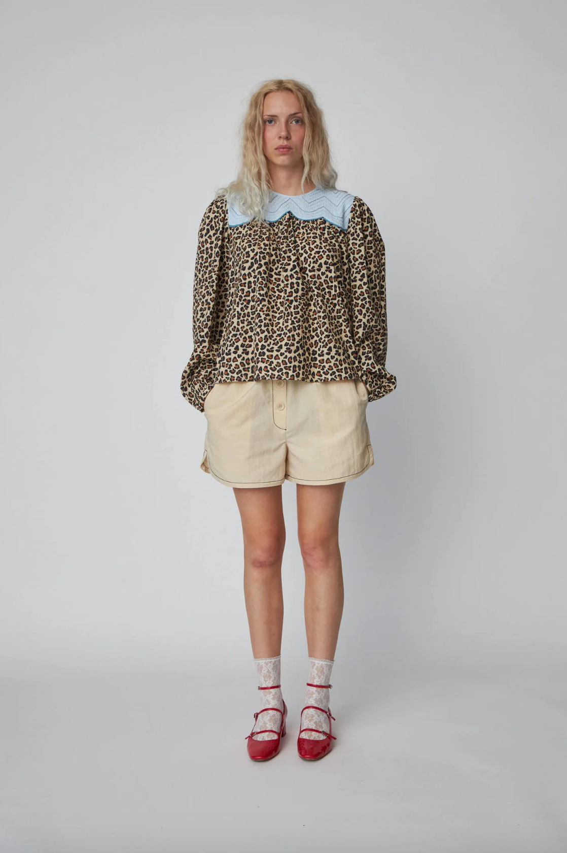 Embroidered Leopard Print Blouse