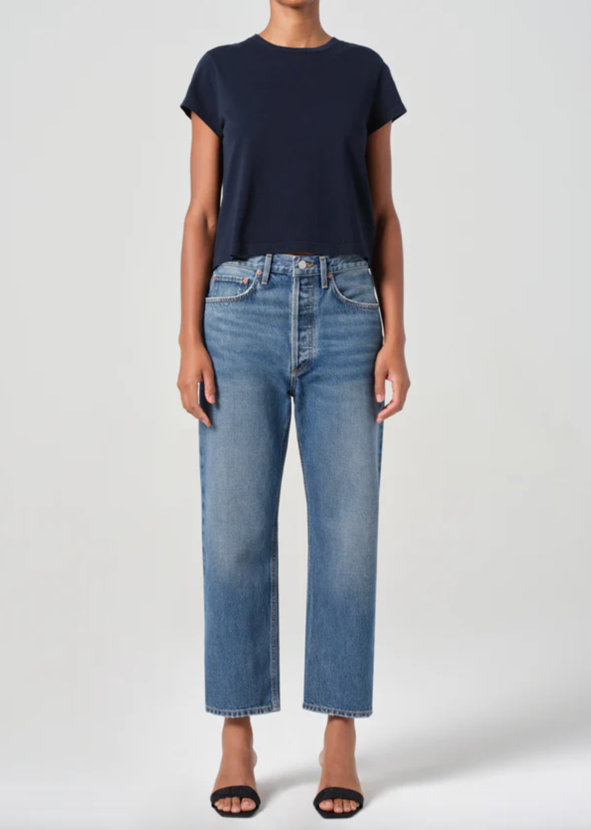 90s Crop Mid-Rise Loose Straight Essence Jeans