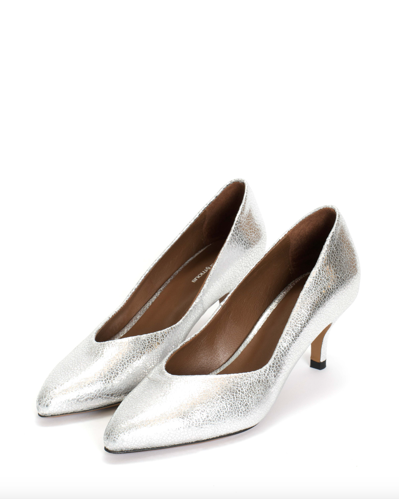 Trini Crackled Leather Silver Shoes