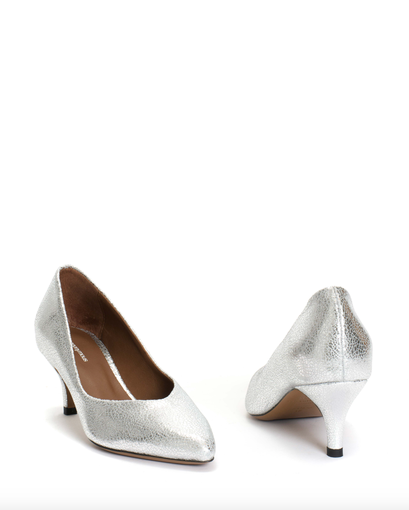 Trini Crackled Leather Silver Shoes