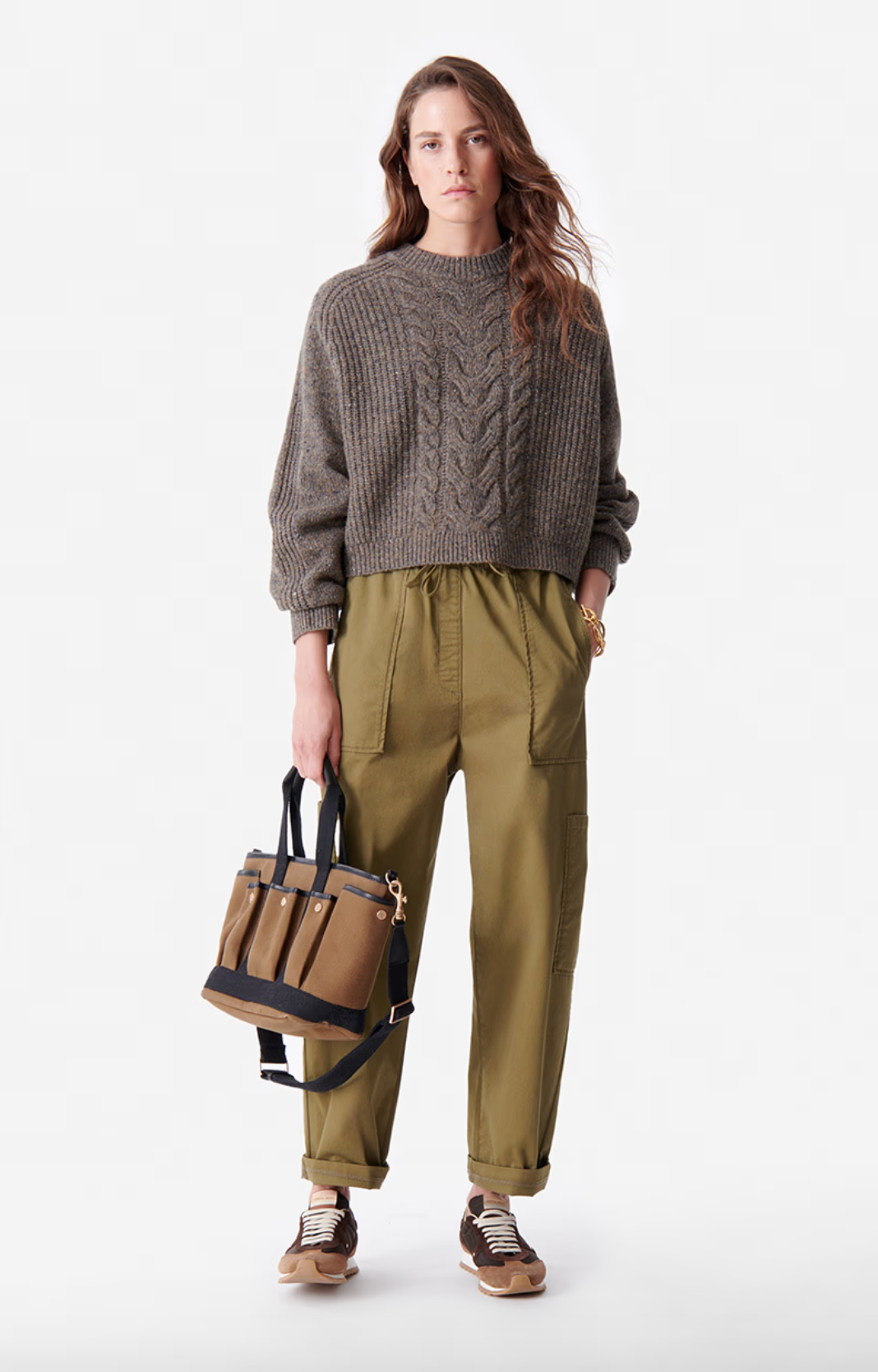 Delora Taupe Cable Knit Jumper