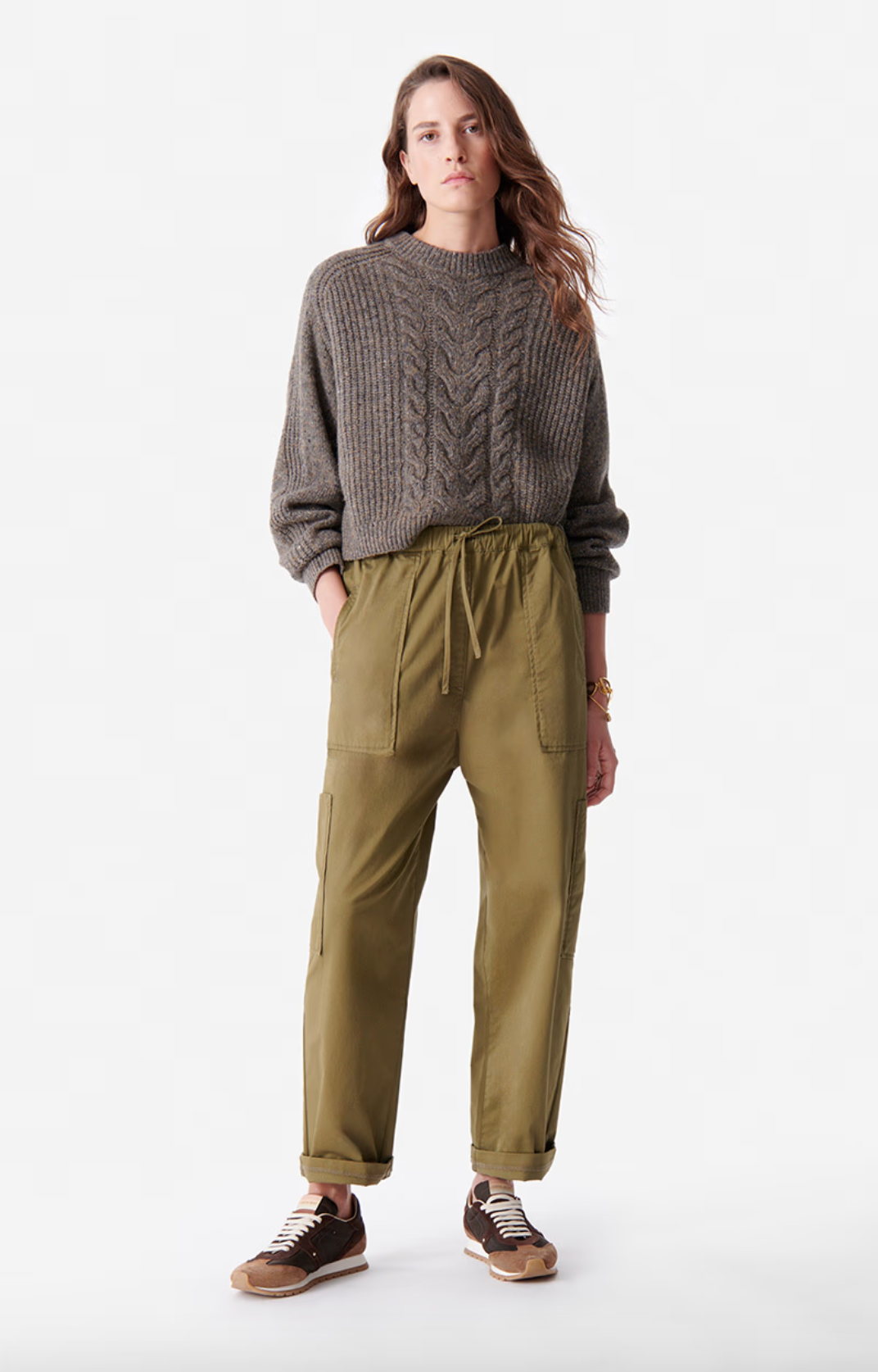 Delora Taupe Cable Knit Jumper