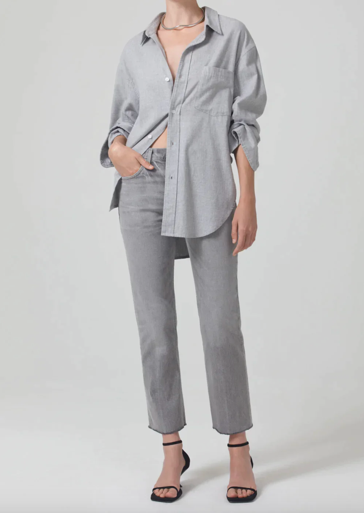 Kayla Whisper Grey Oversized Shirt