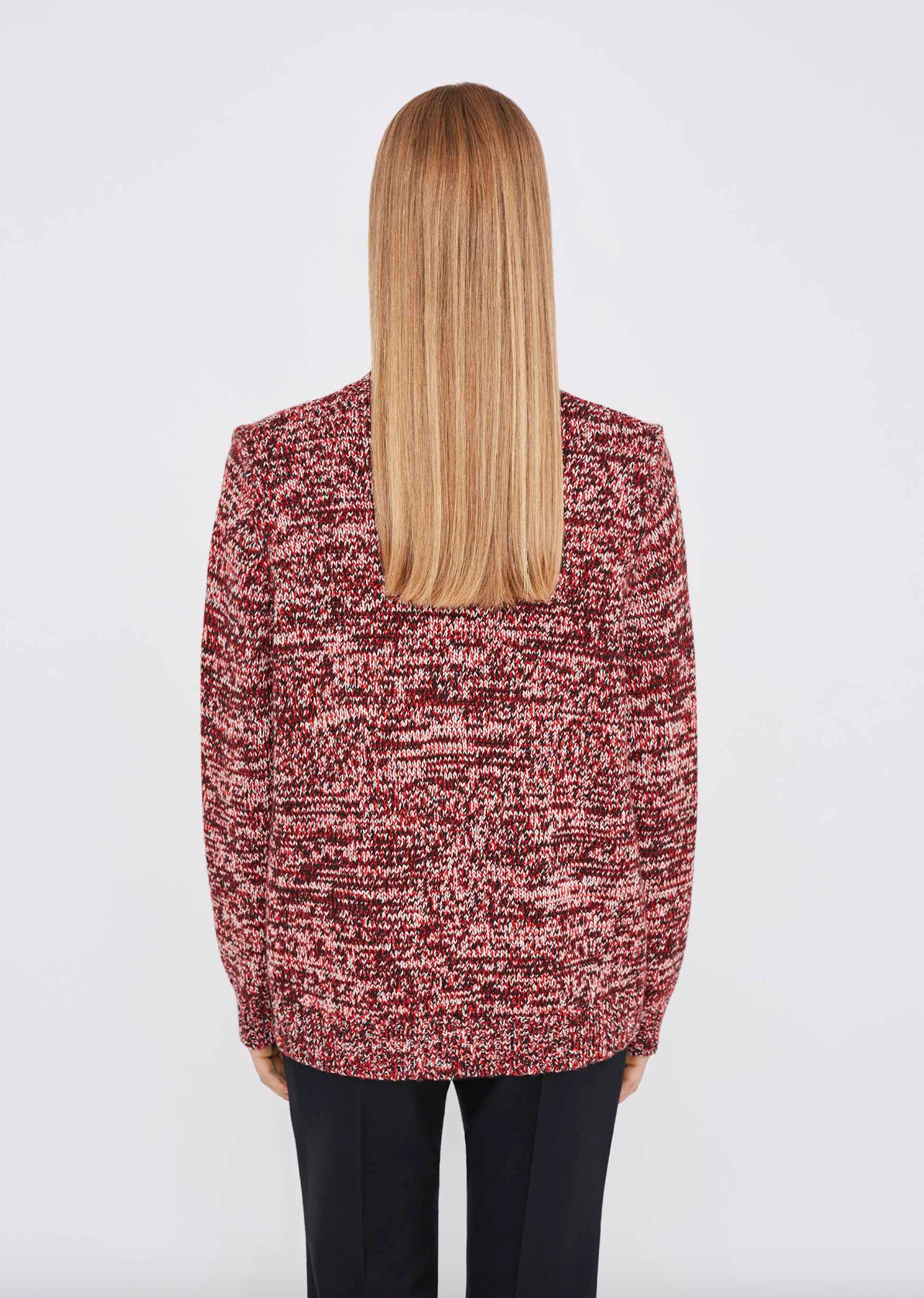 Lux Red Melange Merino V-Neck Knit