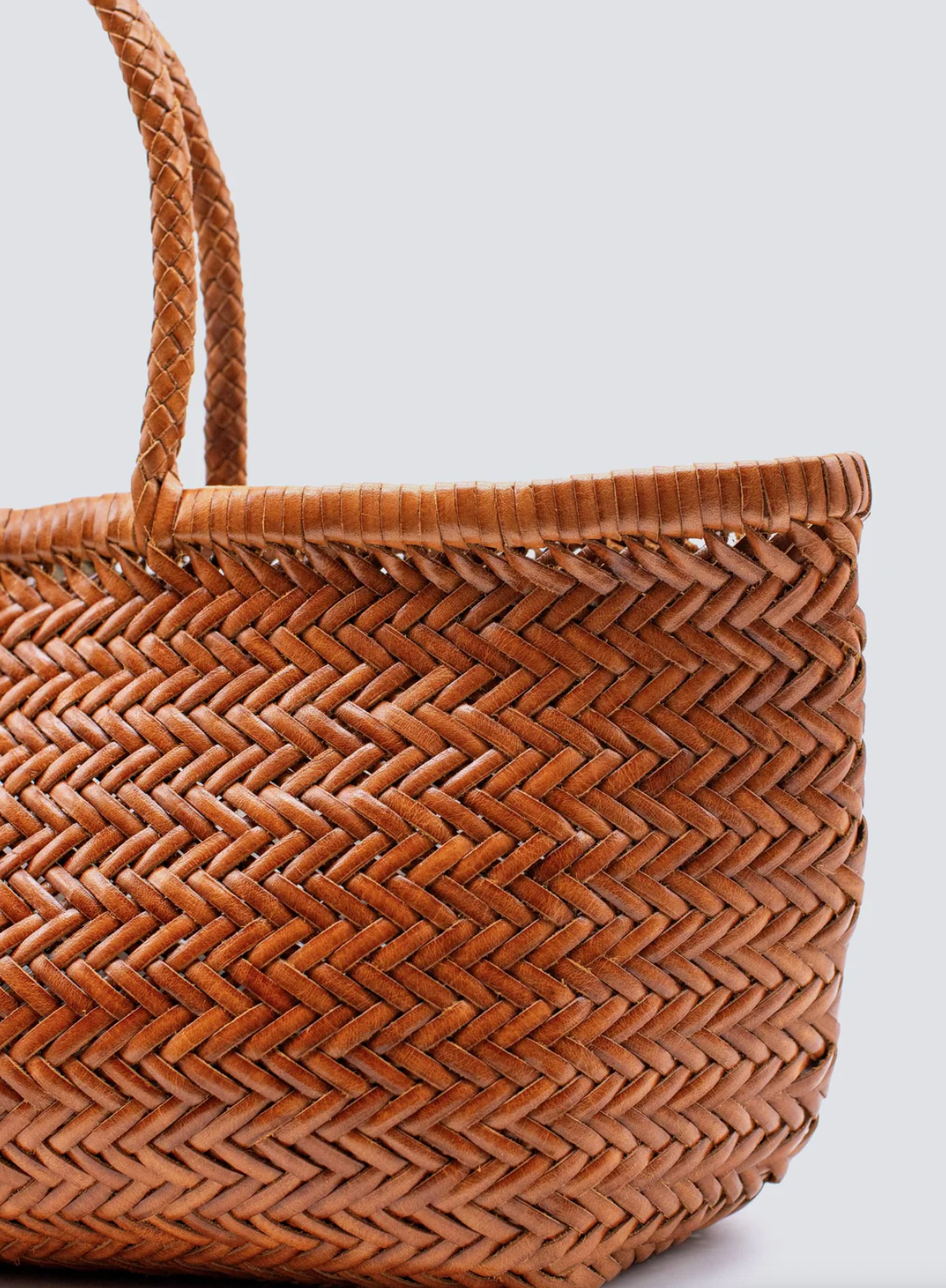 Bamboo Tan Triple Jump Woven Leather Bag