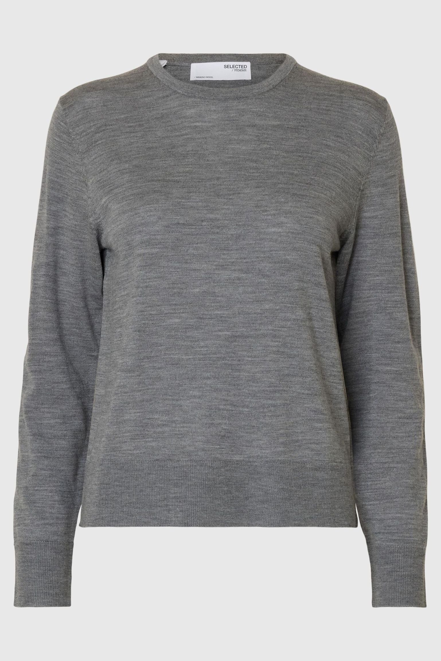 Grey selected femme sweater on a white background