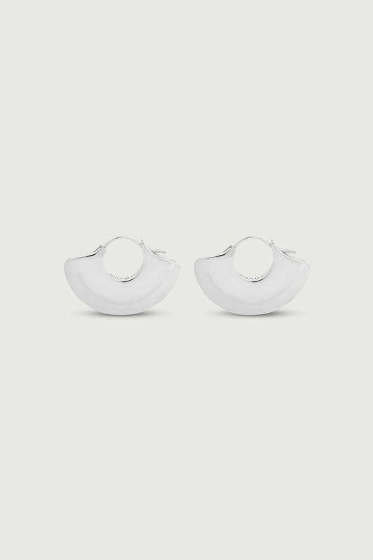 Pair of silver earrings on a white background