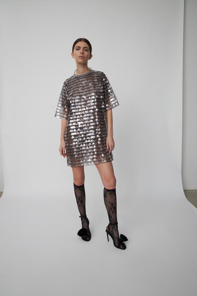 Silver Fractures Sequin Dress