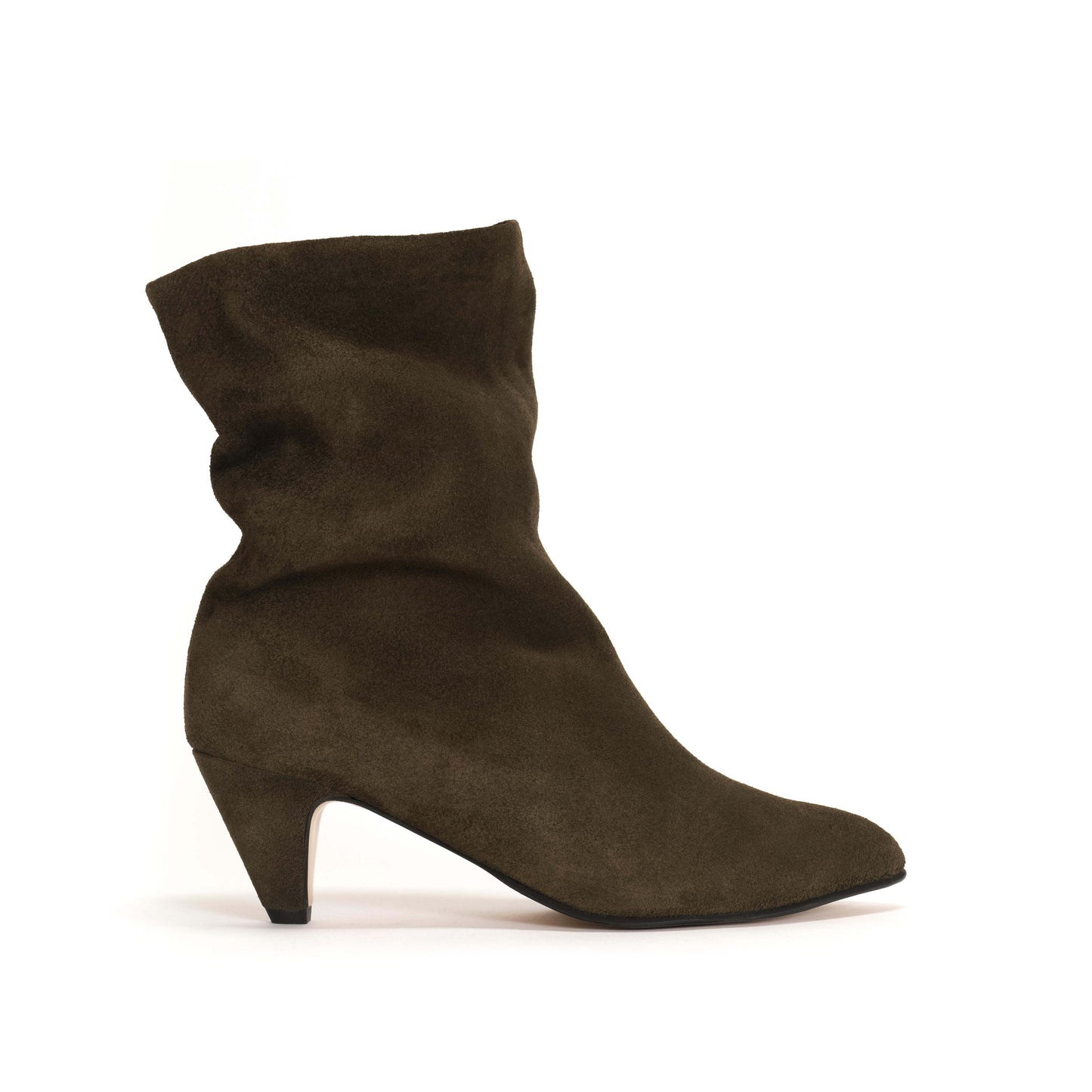 Vully Moss Green Suede Slouchy Ankle Boots