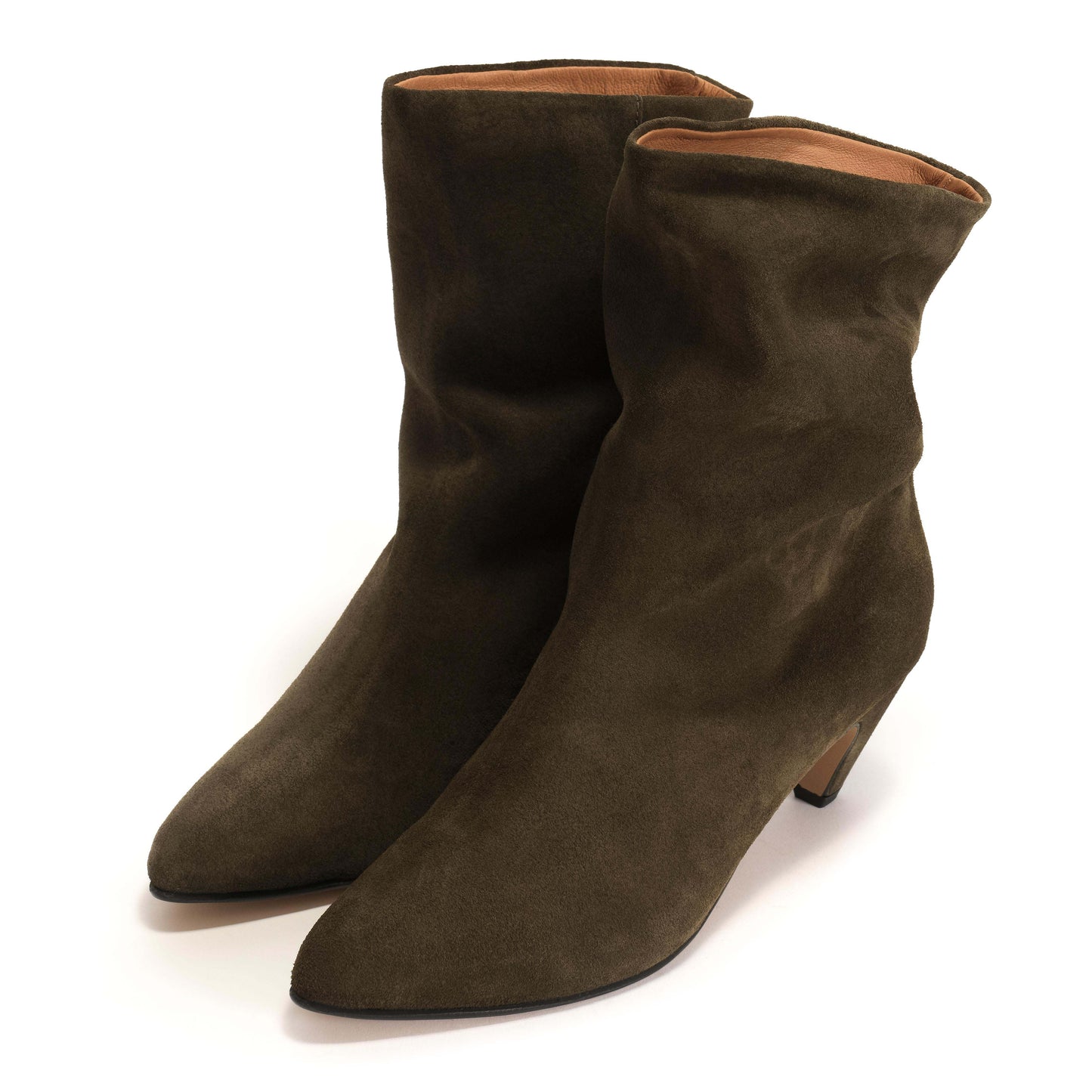 Vully Moss Green Suede Slouchy Ankle Boots