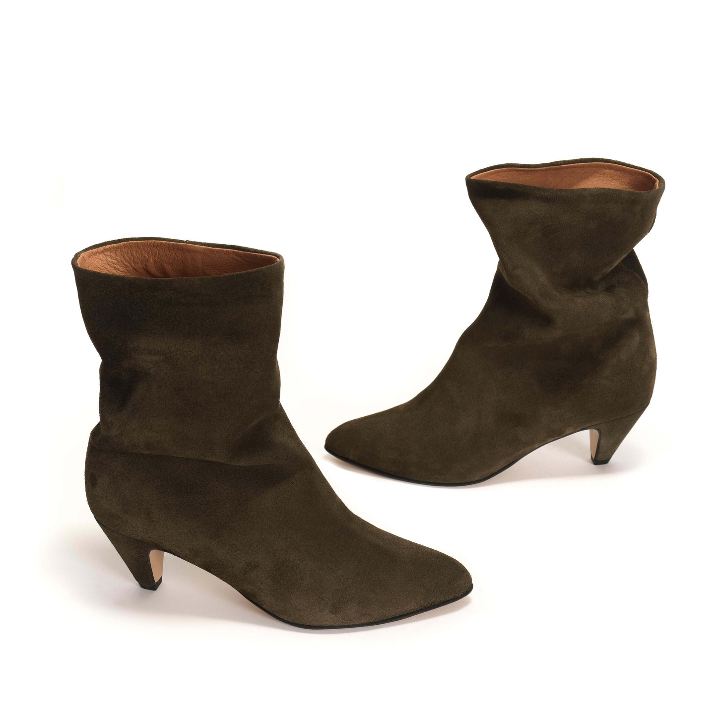 Vully Moss Green Suede Slouchy Ankle Boots