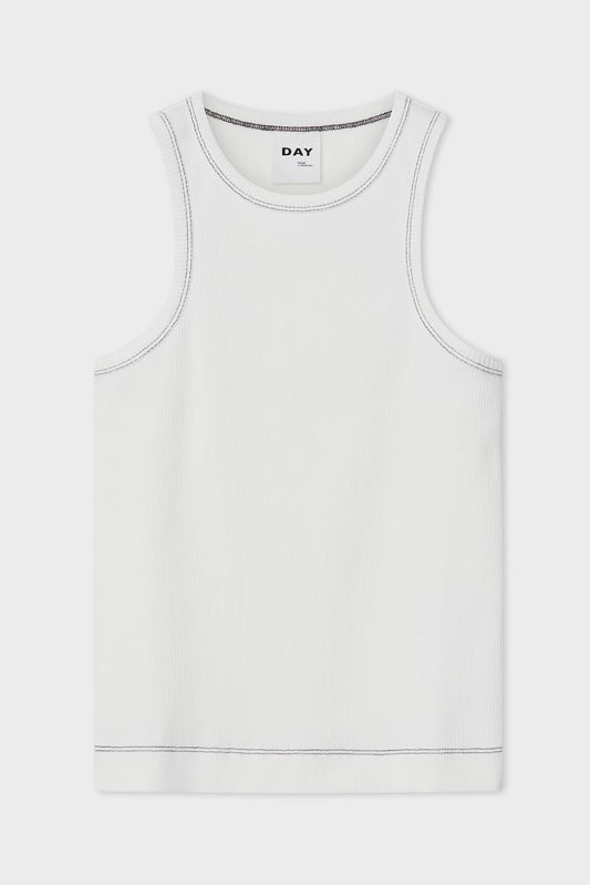 DAY BIRGER - Alisson Heavy Rib White Vest Top - 32 The Guild