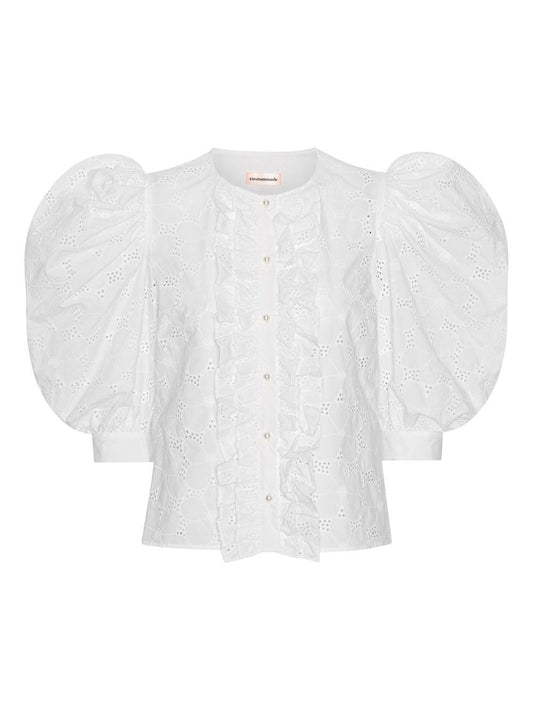 custommade - Bertina White Puff-Shoulder Blouse - 32 The Guild