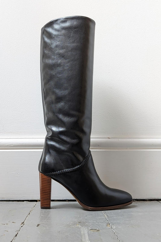 Vanessa Bruno - Black Leather Knee-High Boots - 32 The Guild