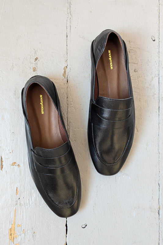 Lindsay Black Leather Loafers