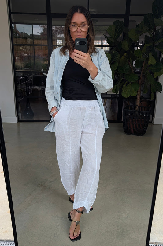 Barrel Cropped Linen Trousres