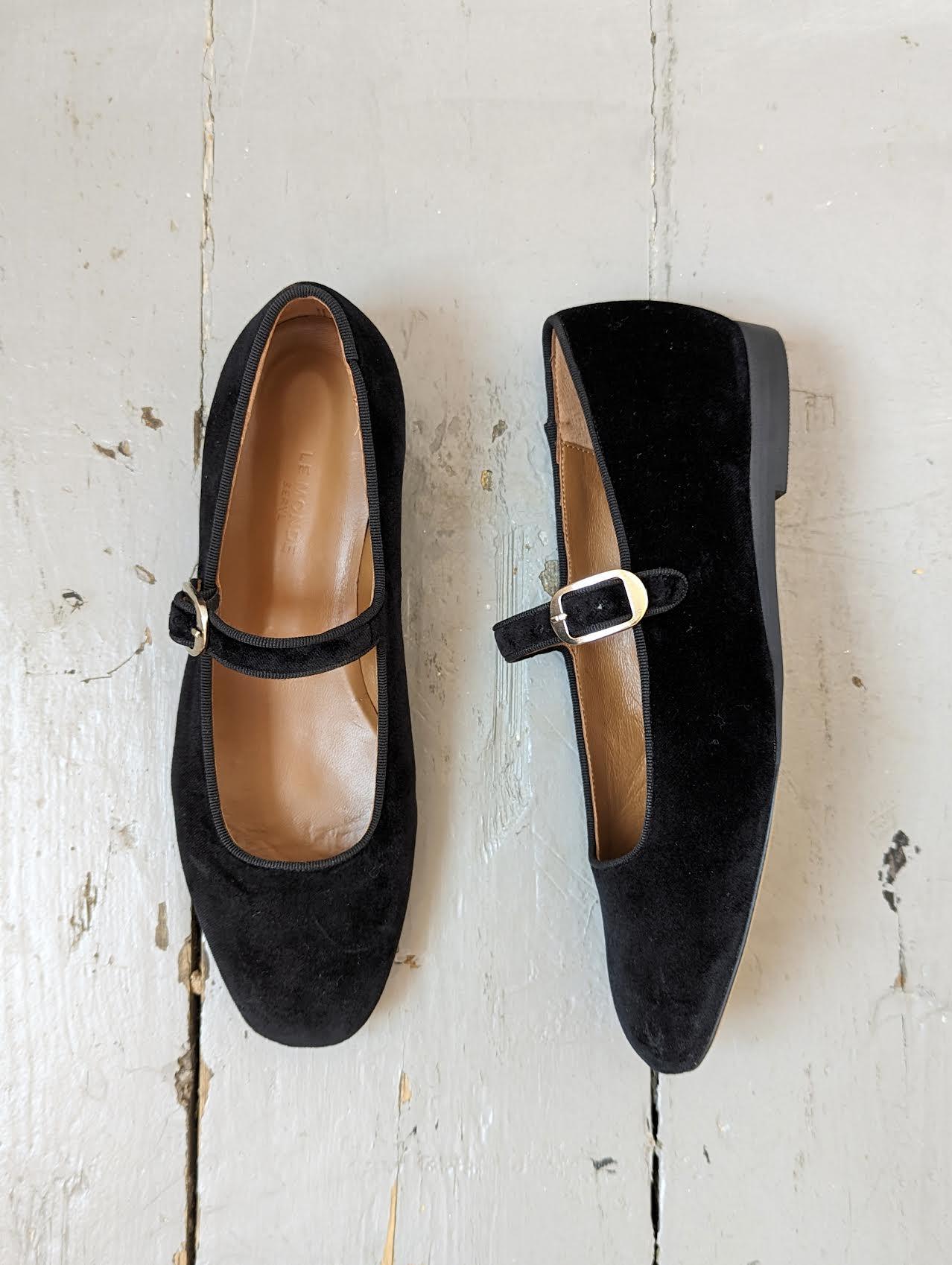 Le Monde Béryl - Mary Jane Black Velvet Shoes - 32 The Guild