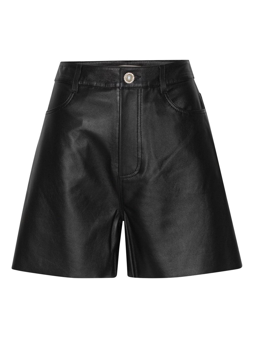 custommade - Nava Black Leather Shorts - 32 The Guild