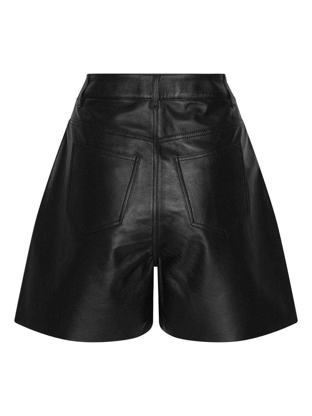 custommade - Nava Black Leather Shorts - 32 The Guild