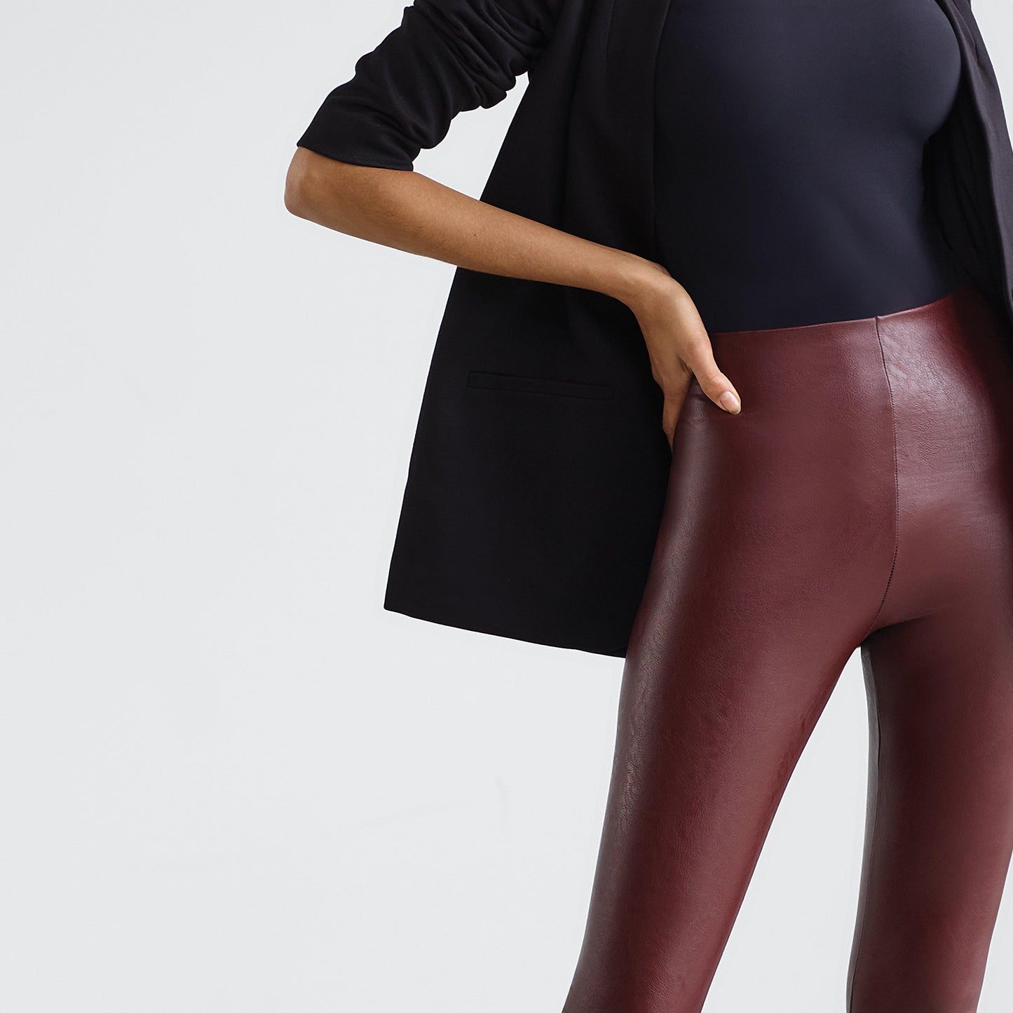 Perfect Control Oxblood Faux-Leather Leggings – 32 The Guild