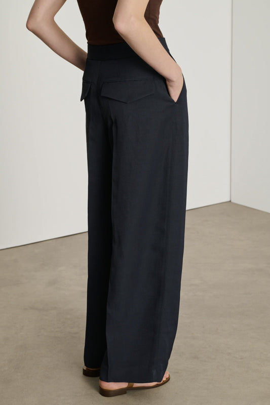 Navy Bristol Wide Leg Trousers