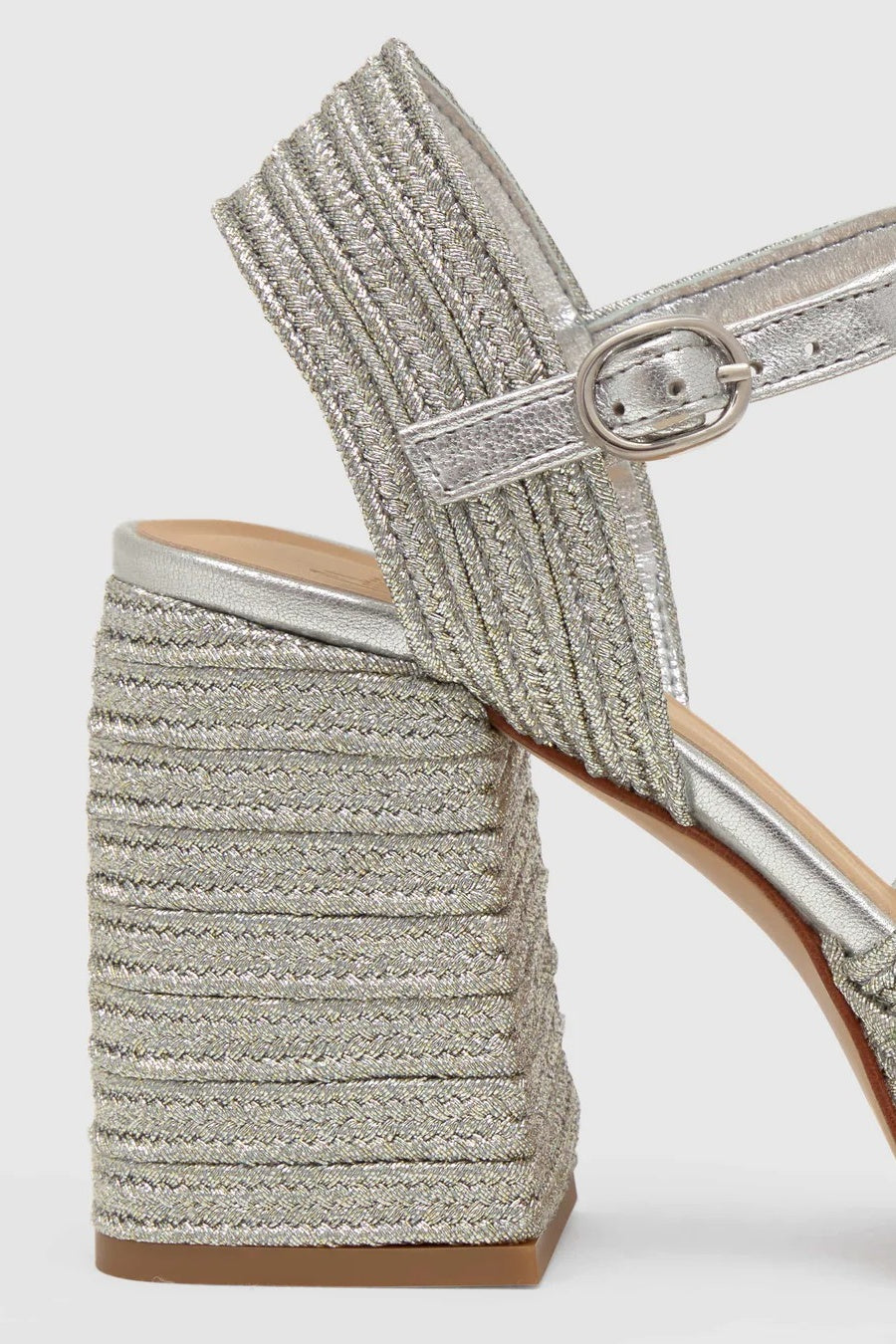 Valle Oro Platino Silver Braided Platform Sandals