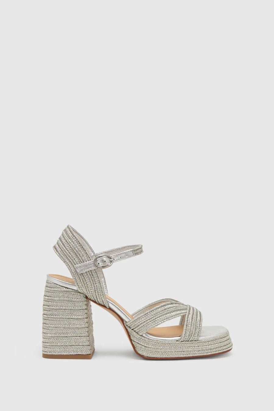 Valle Oro Platino Silver Braided Platform Sandals