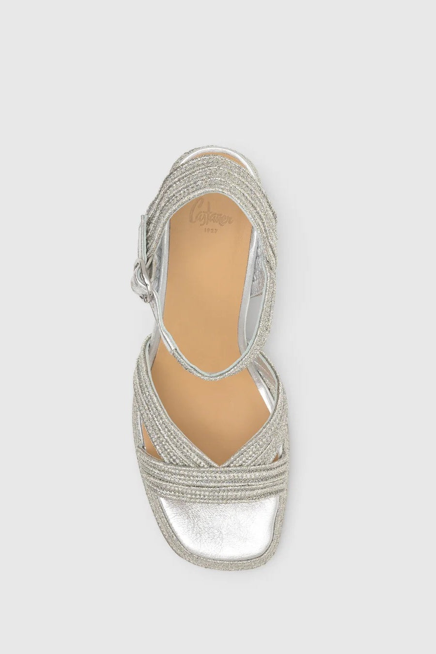 Valle Oro Platino Silver Braided Platform Sandals