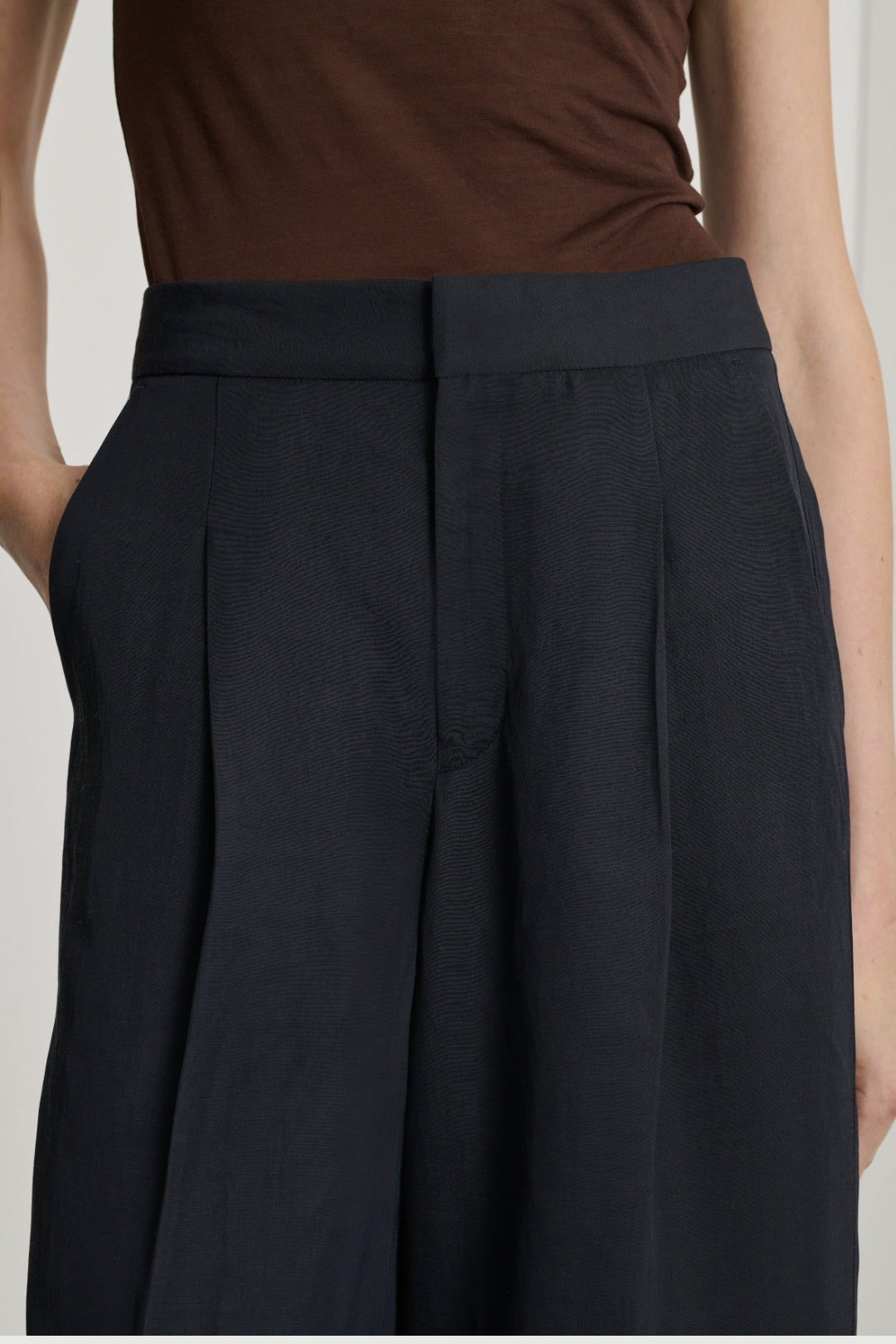 Navy Bristol Wide Leg Trousers