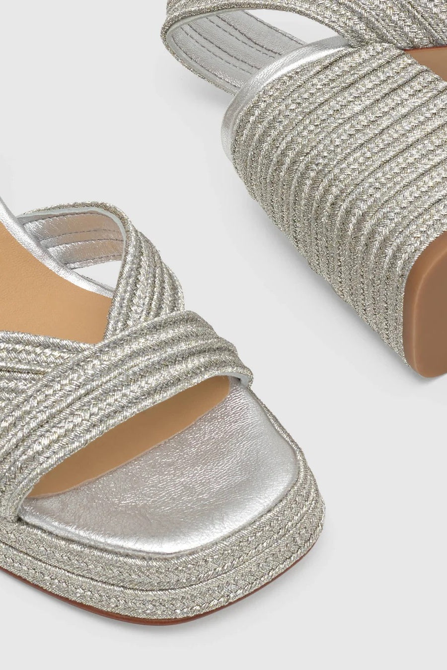 Valle Oro Platino Silver Braided Platform Sandals