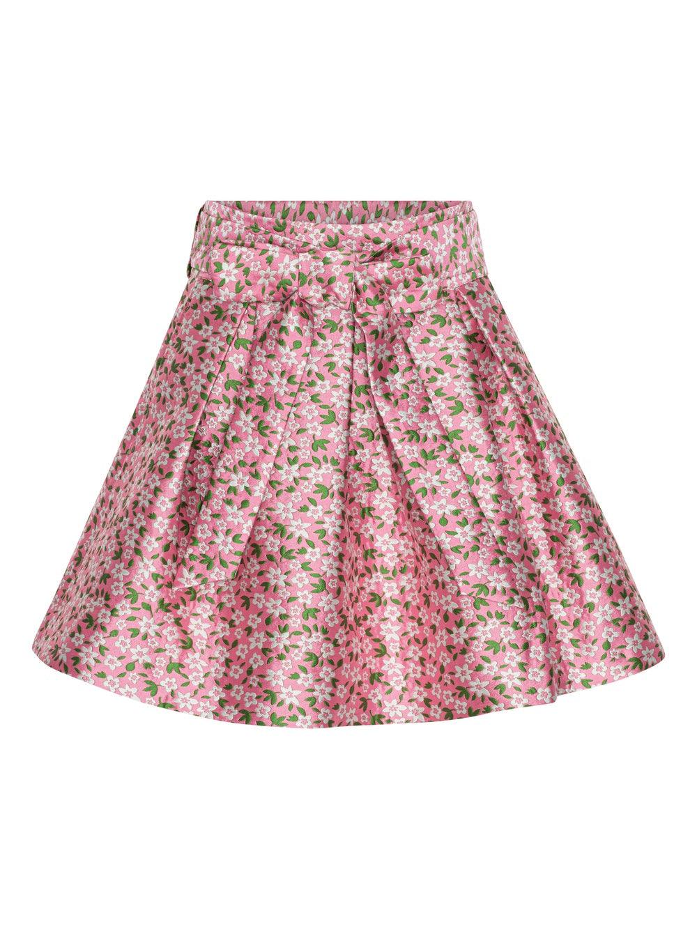custommade - Rosabel Jacquard Pink Pleated Skirt - 32 The Guild