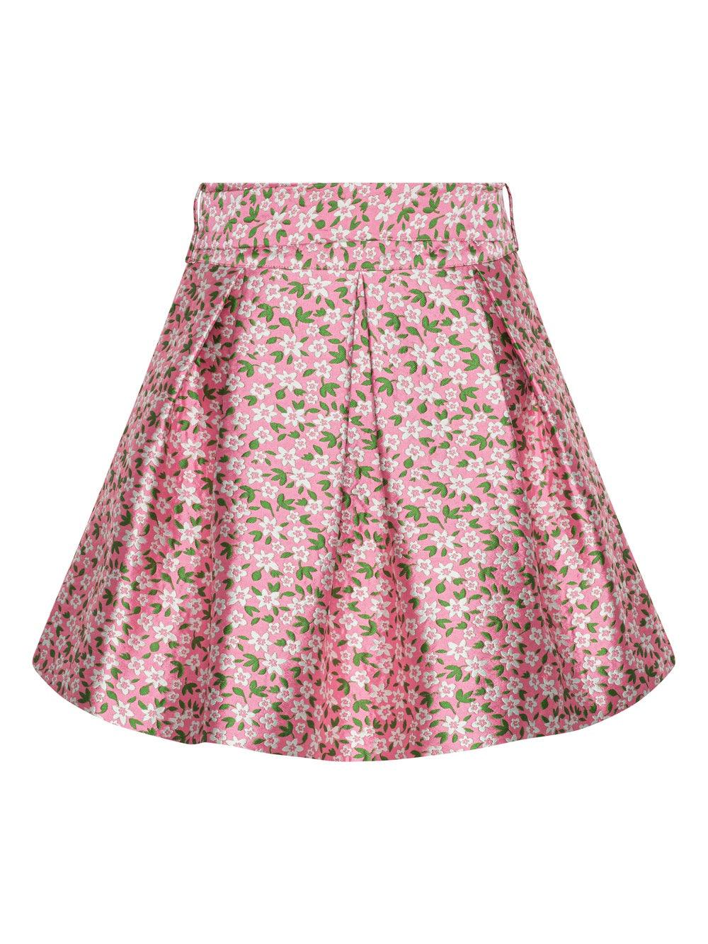 custommade - Rosabel Jacquard Pink Pleated Skirt - 32 The Guild