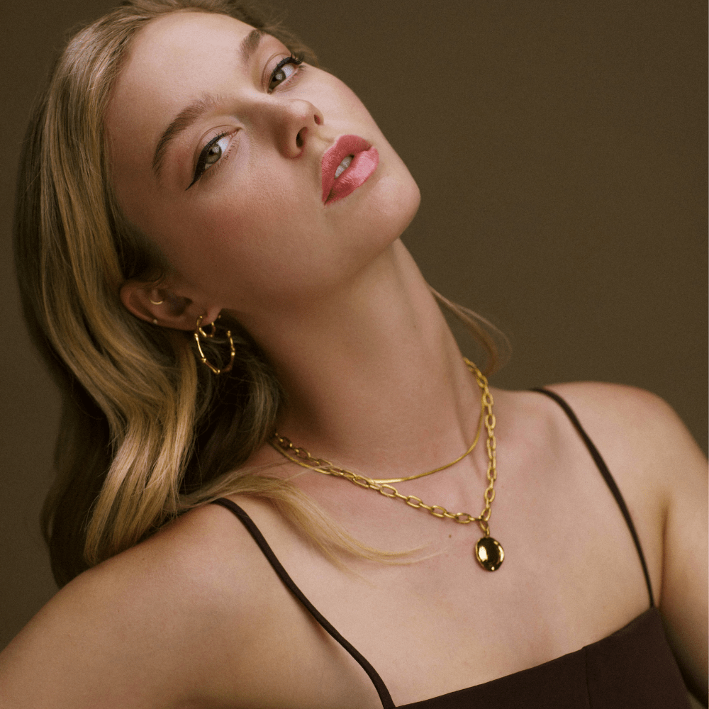 Oval Link & Molten Coin Necklace