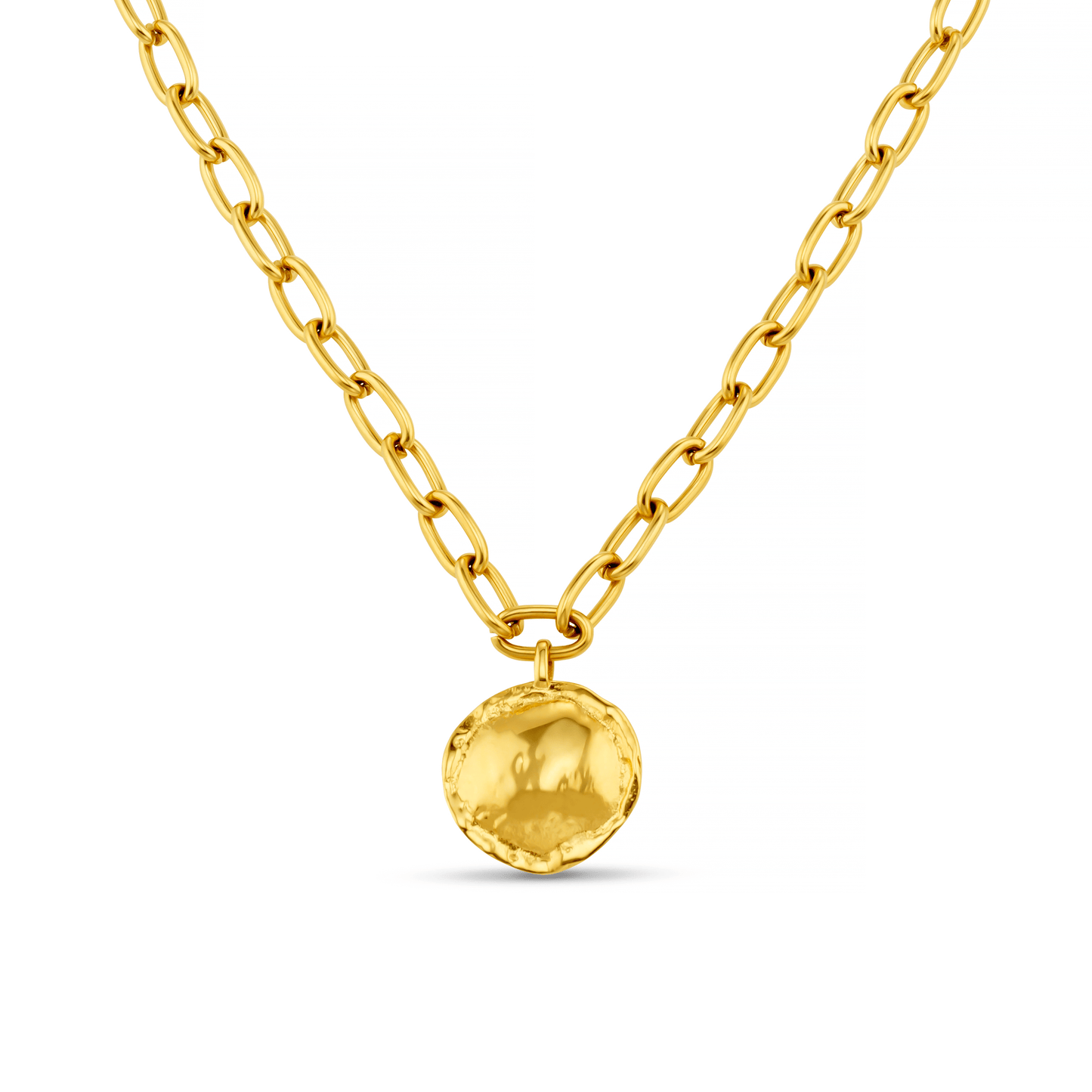 Oval Link & Molten Coin Necklace