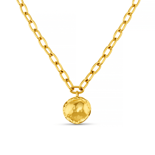 Oval Link & Molten Coin Necklace