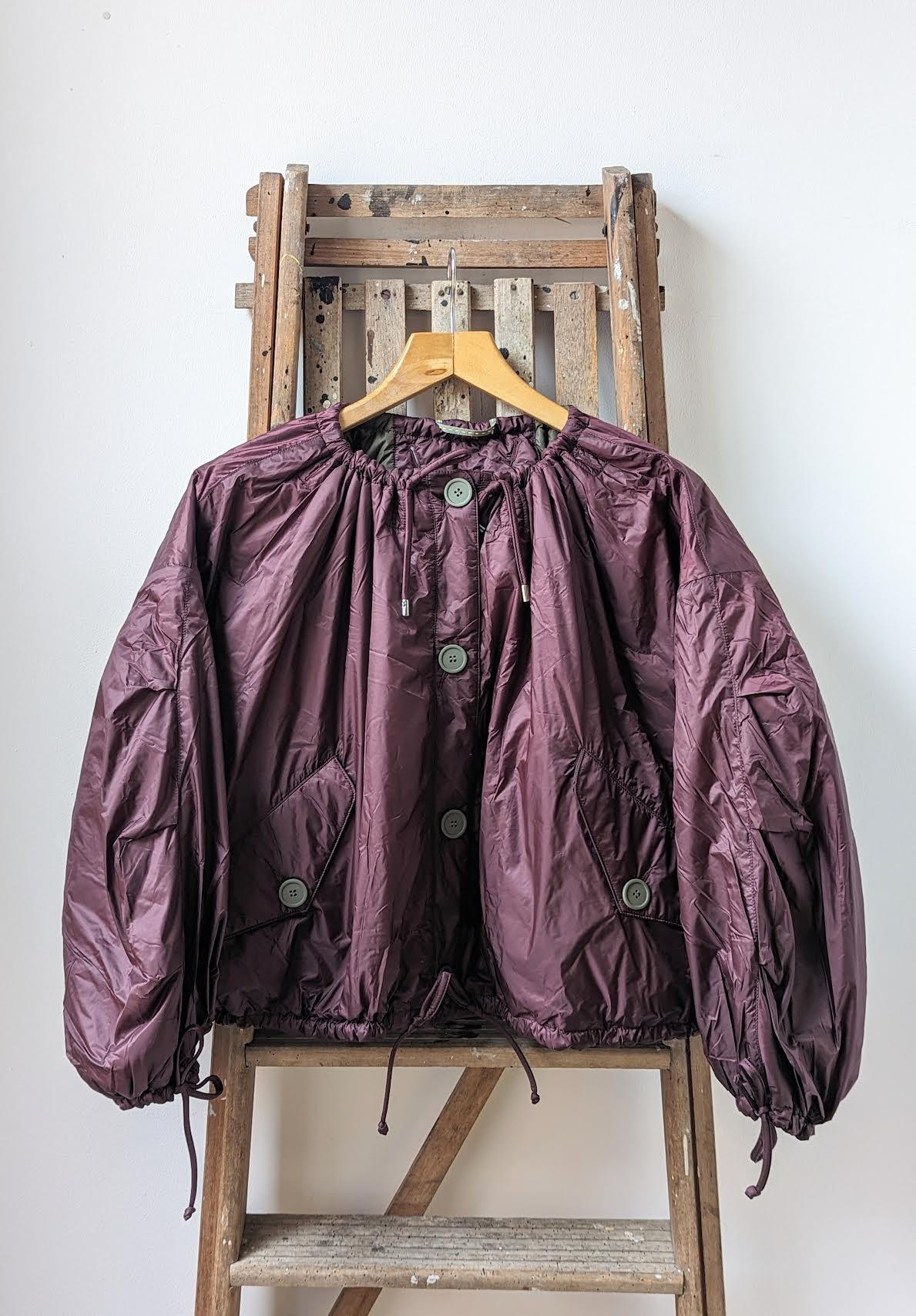 Wine Olive Reversible Parachute Bomber Jacket