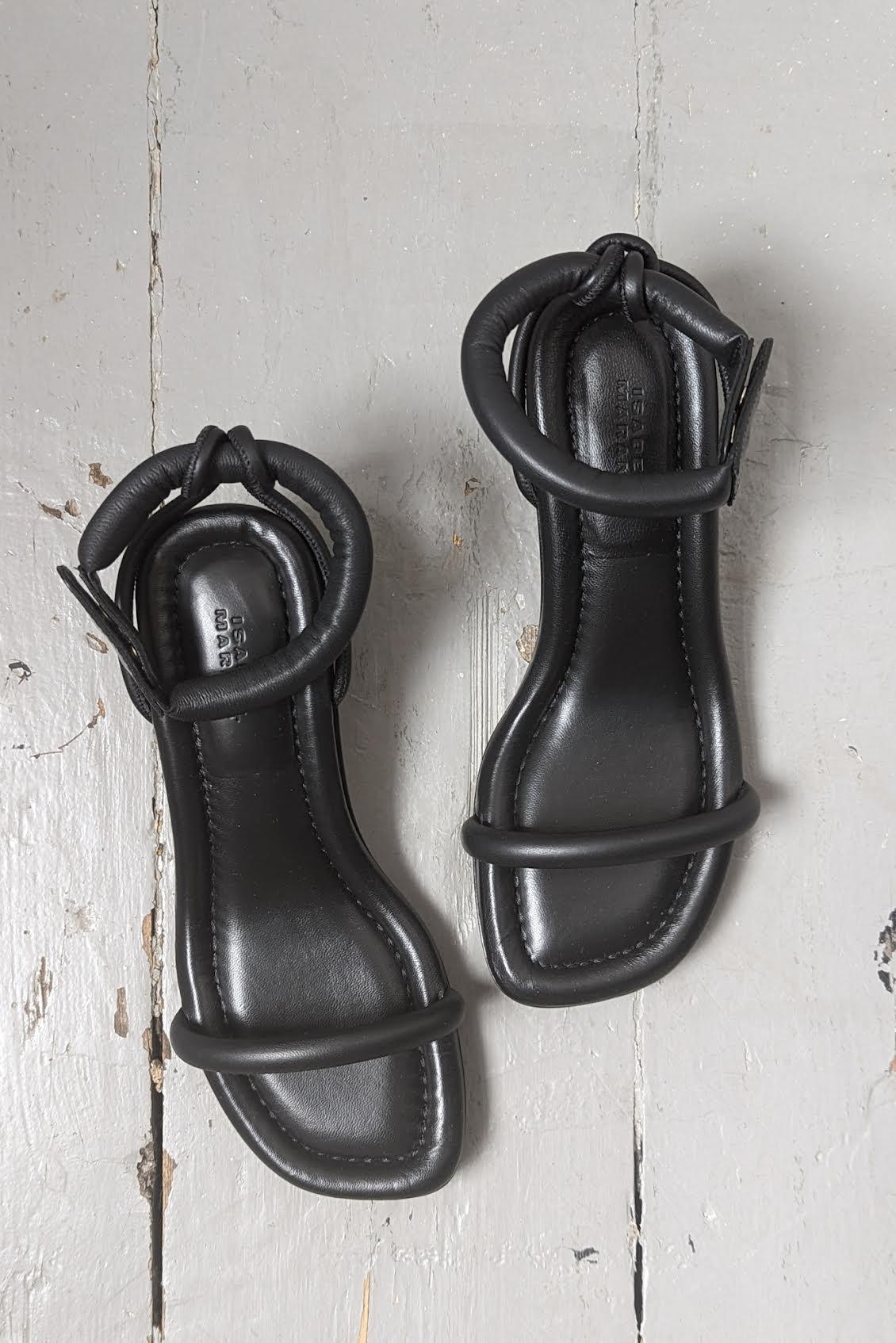 Isabel Marant Etoile - Bertee Ankle Strap Black Leather Sandals - 32 The Guild 