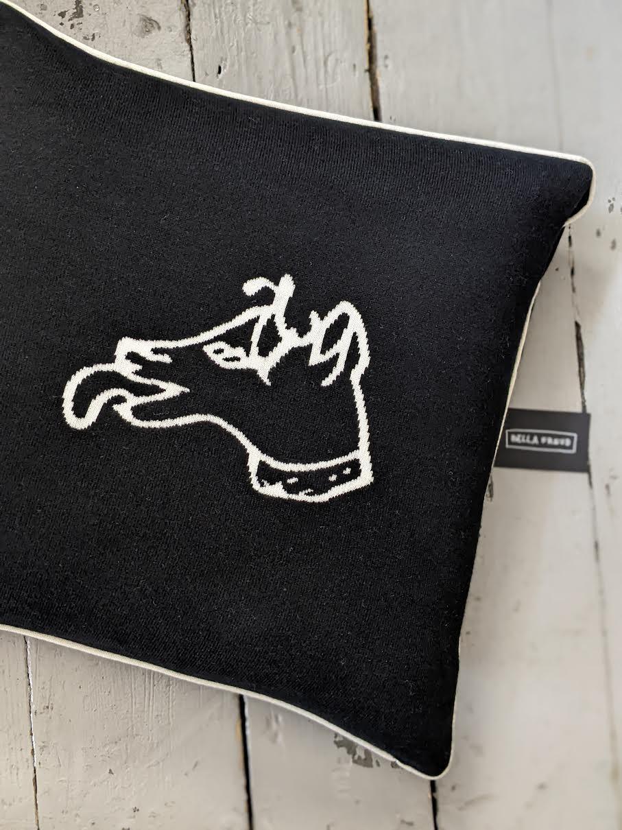Bella Freud - Dog Monochrome Cashmere Wool Cushion - 32 The Guild 