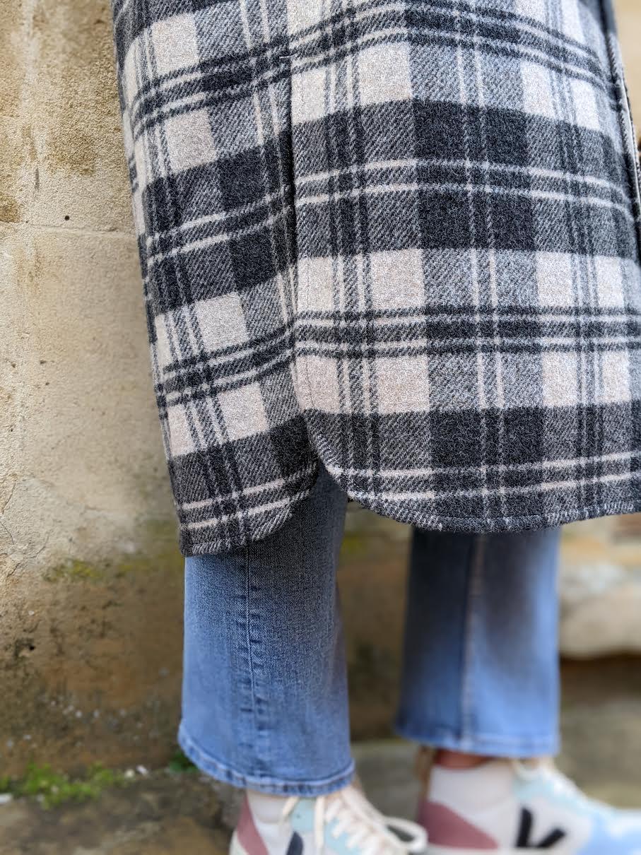 Isabel Marant Etoile - Fontia Black & Ecru Check Coat - 32 The Guild 