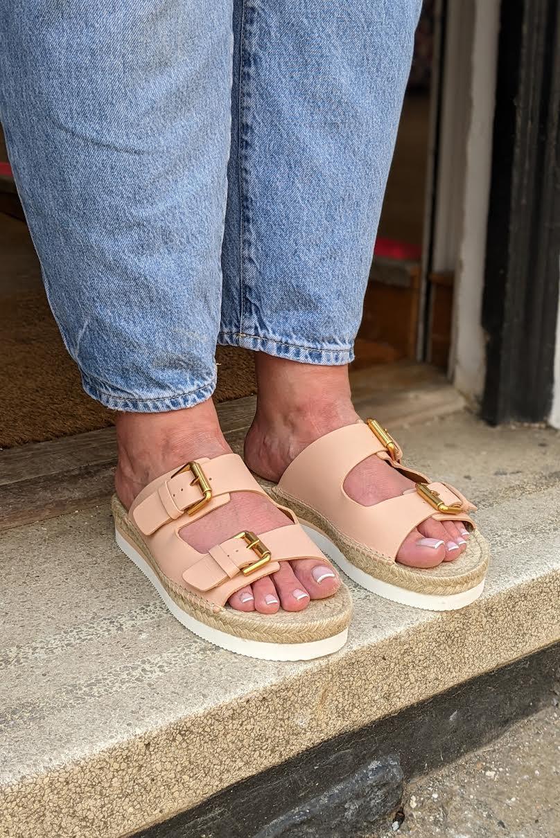 See By Chloe - Glyn Nude Double-Strap Sandals - 32 The Guild 