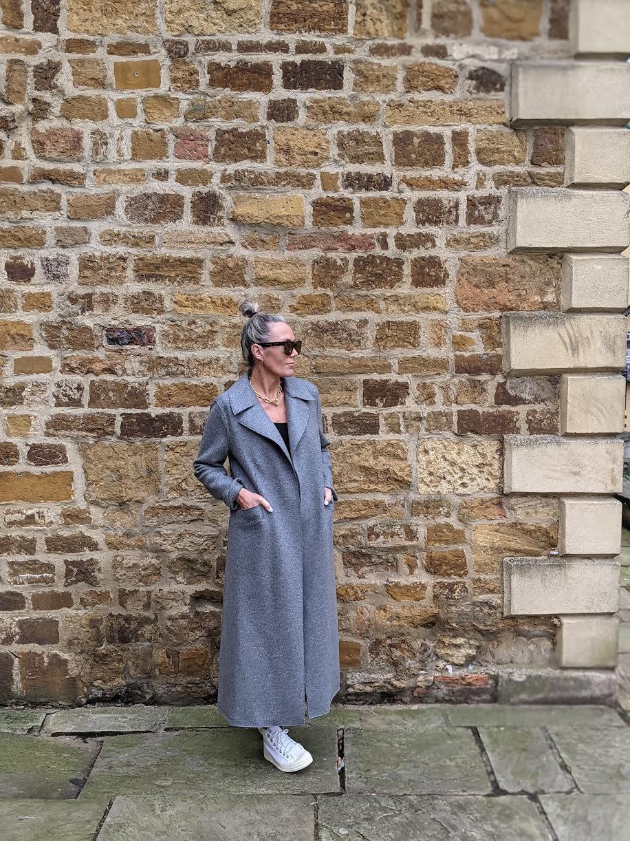 Harris Wharf - Grey Mouline Pressed Wool Maxi Coat - 32 The Guild 