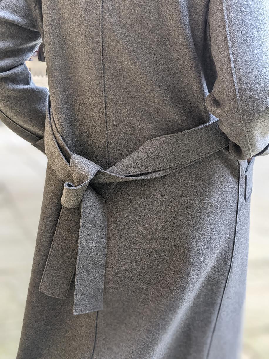 Harris Wharf - Grey Mouline Pressed Wool Maxi Coat - 32 The Guild 