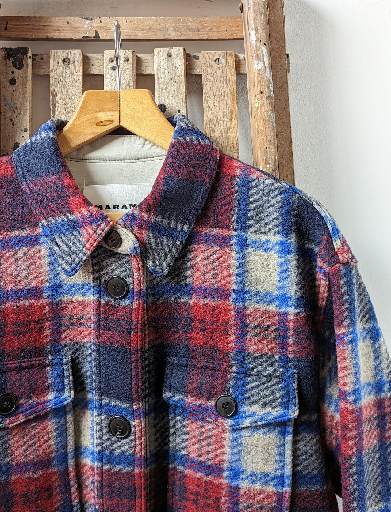 Isabel marant red check cheap coat